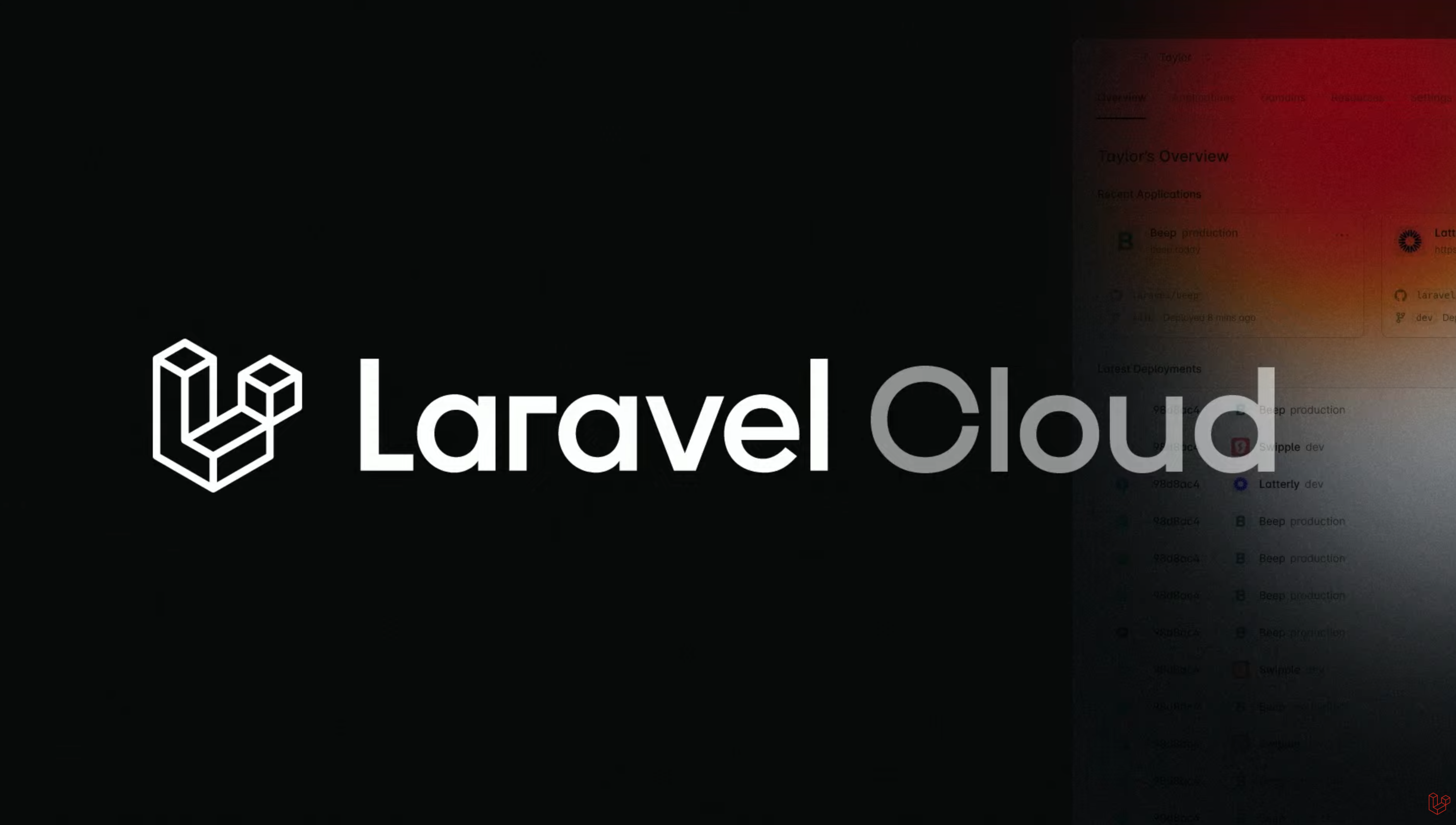 โลโก้ Laravel Cloud บนสไลด์เปิดตัว